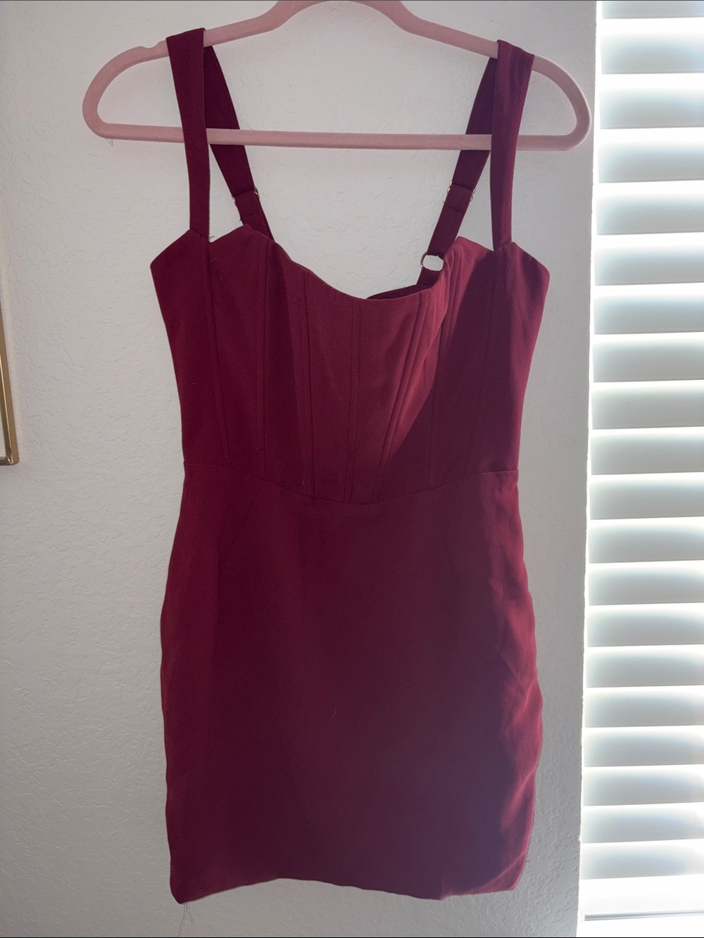 Oh Polly Burgundy Mini Bodycon Dress